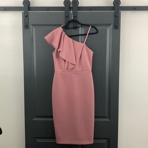 Gianni Bini Mauve/Blush One Shoulder Scuba Midi Dress